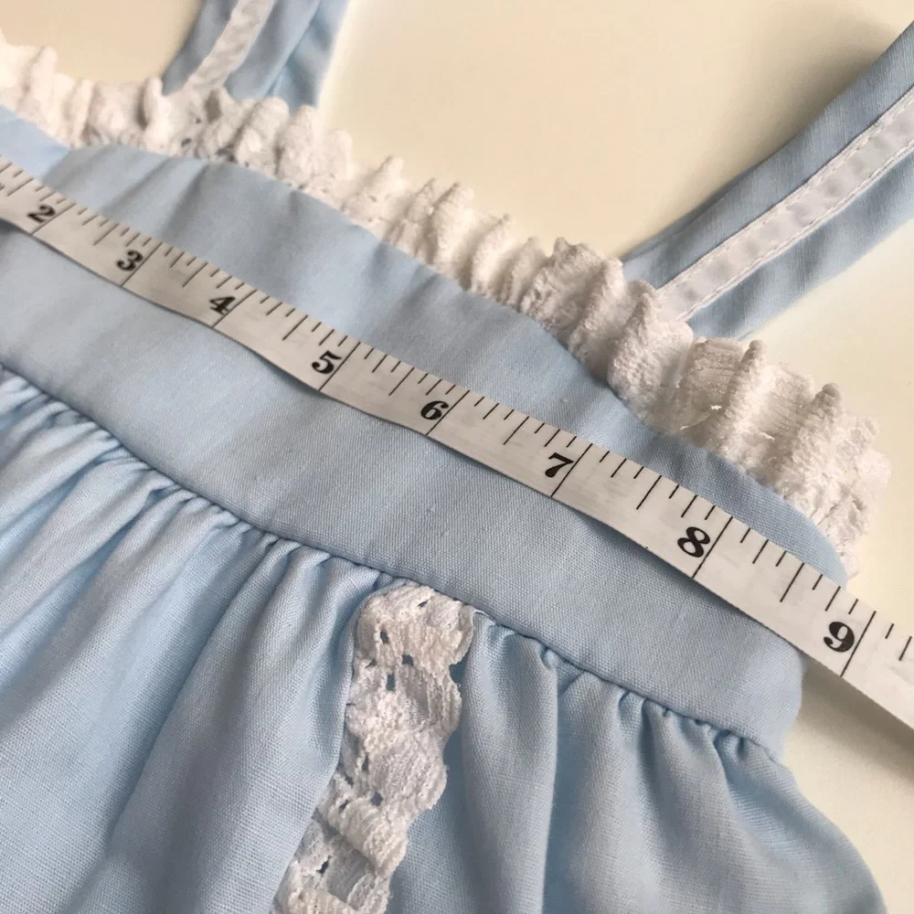 Vintage Evy of California Blue Apron Lace Dress